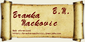 Branka Mačković vizit kartica